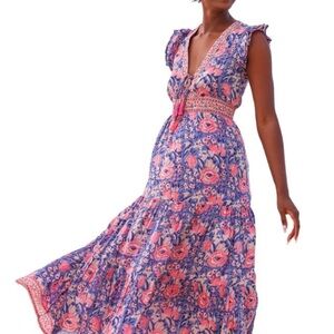 Belle Farrah Maxi Dress Indigo and Pink